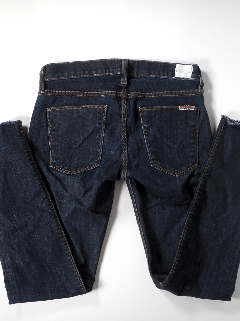 Hudson Krista 24 Super Skinny Denim Jeans Raw Hem Dark Blue Usa